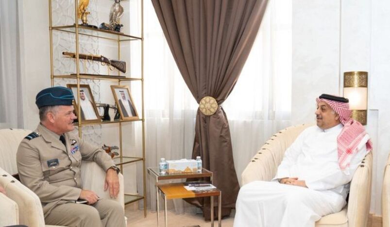 Qatari Defense Minister Dr Khalid bin Mohammed Al Attiyah meets Defense Senior Advisor to the Middle East Martin Sampson